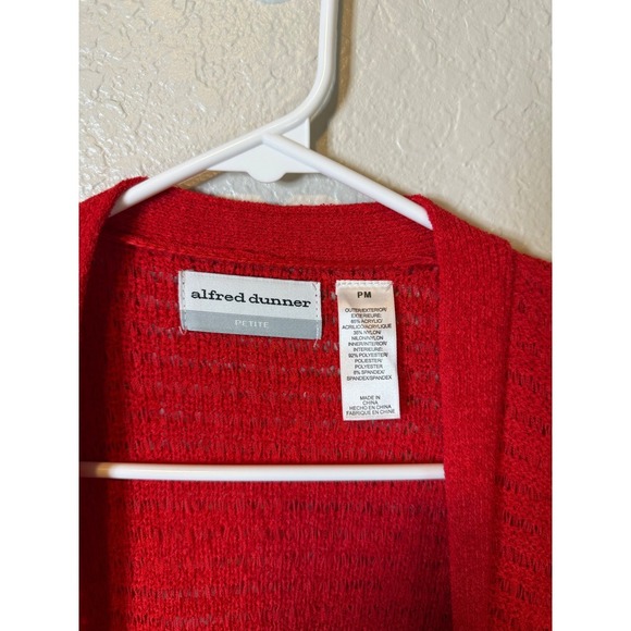 Alfred Dunner Petite Red Knit Open Front Cardigan Sweater - Picture 3 of 3